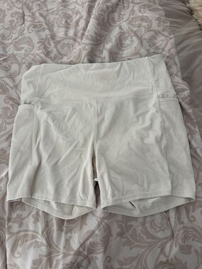 RBX White High-Waist Bike Shorts with Wide Waistband
